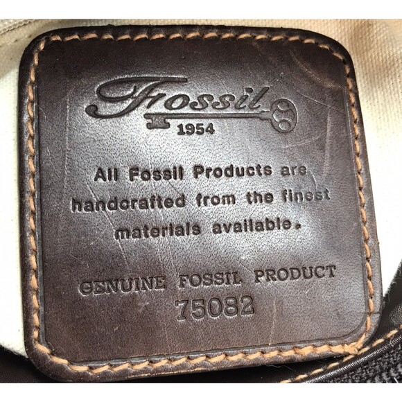 Vintage Fossil Brown Wicker Weave Double Handle Purse 78082 Inside Zip Pocket - Picture 15 of 15